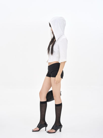 ONNASENSHI Black Low Rise Slim Fit Elastic Waist Women&