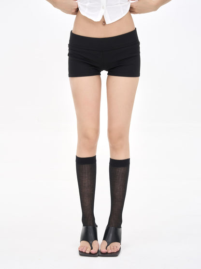 ONNASENSHI Black Low Rise Slim Fit Elastic Waist Women&