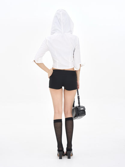 ONNASENSHI Black Low Rise Slim Fit Elastic Waist Women&