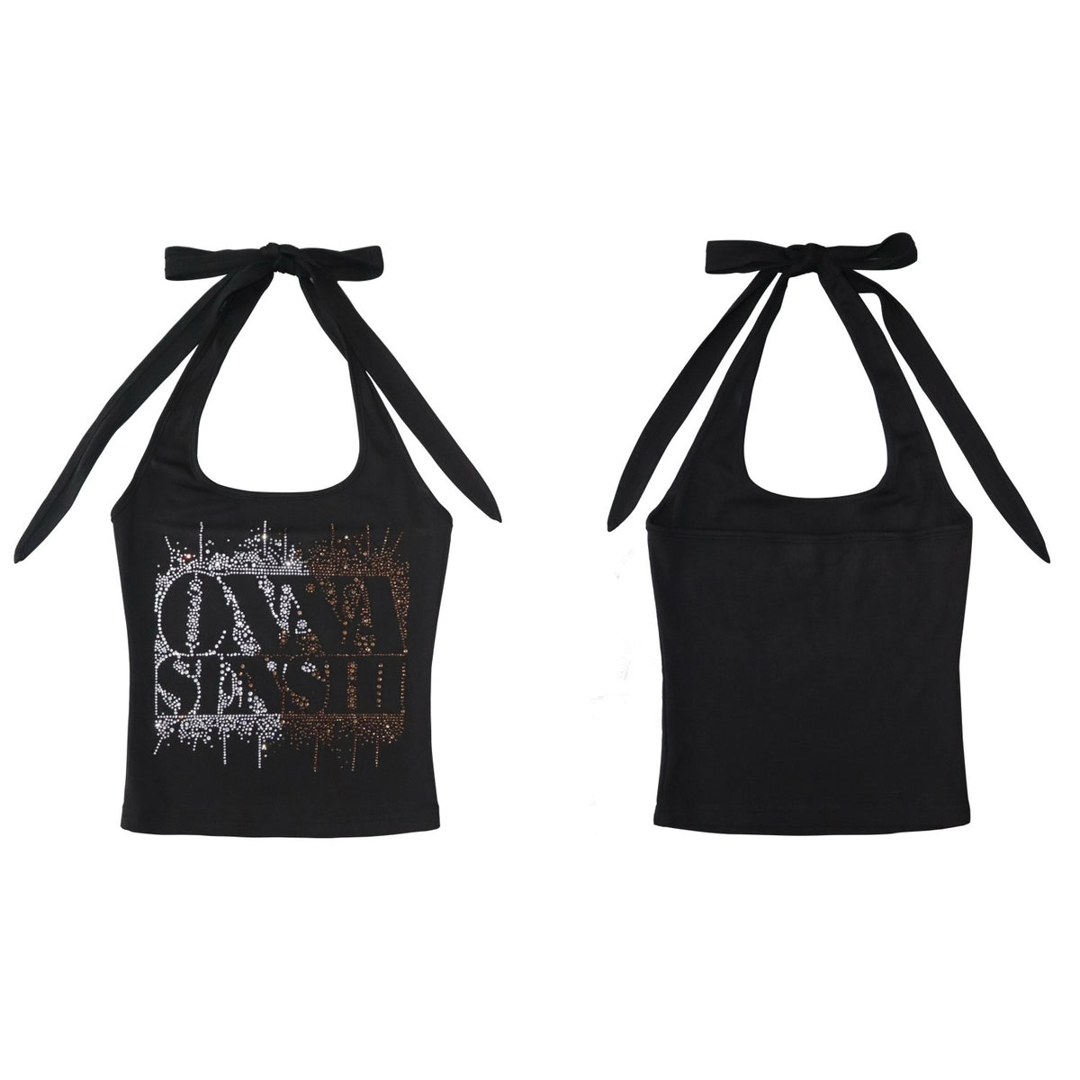 ONNASENSHI_Black_White_Rhinestone_Letter_Strappy_Backless_Women&