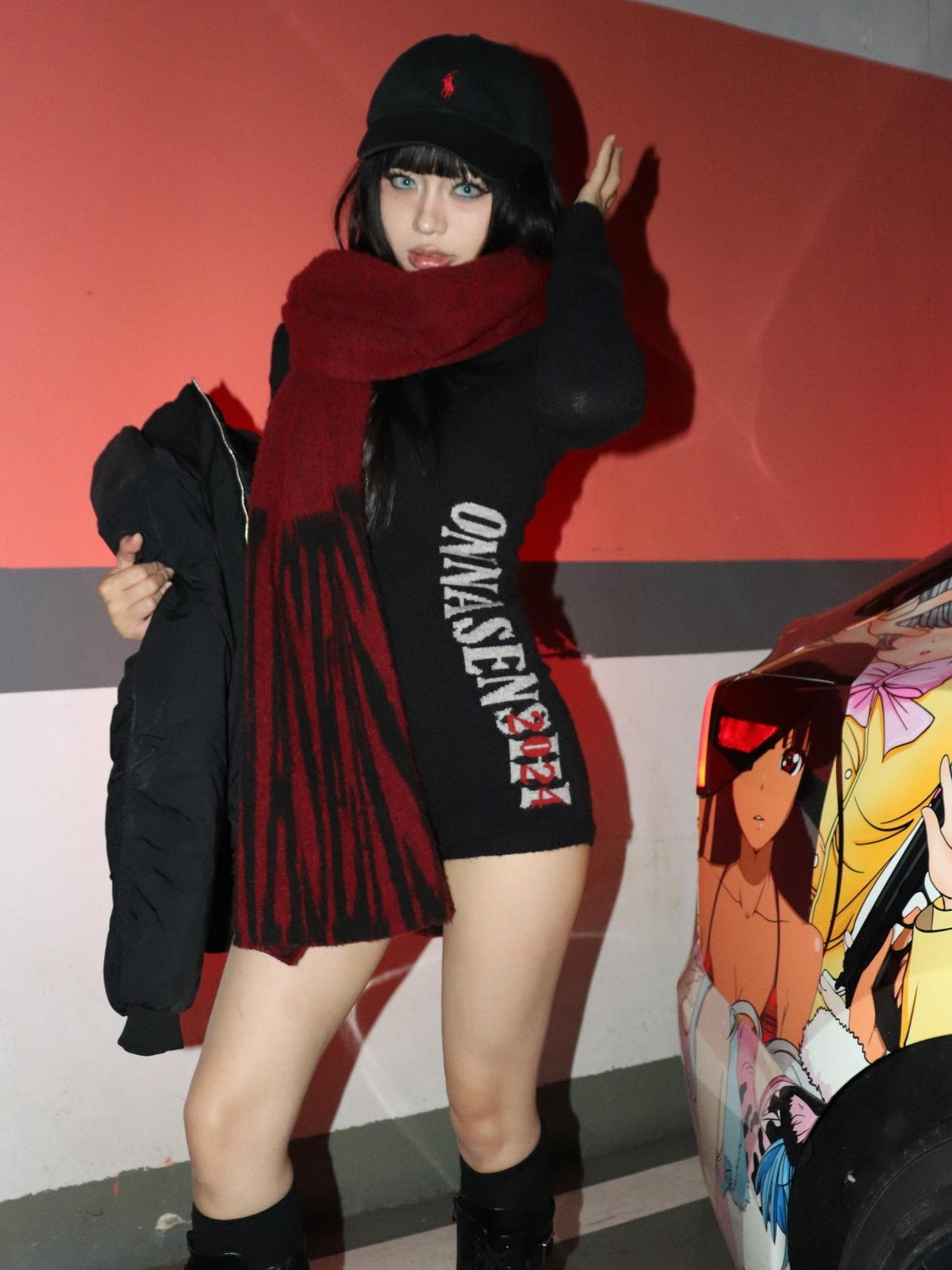 ONNASENSHI Colorblock Brushed Fleece Warm Long Women&