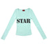ONNASENSHI_Mint_Green_Star_Print_Slim_U_Neck_Women&