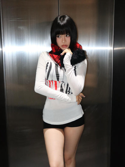 ONNASENSHI Mohair Spliced Black Red Check British Women&