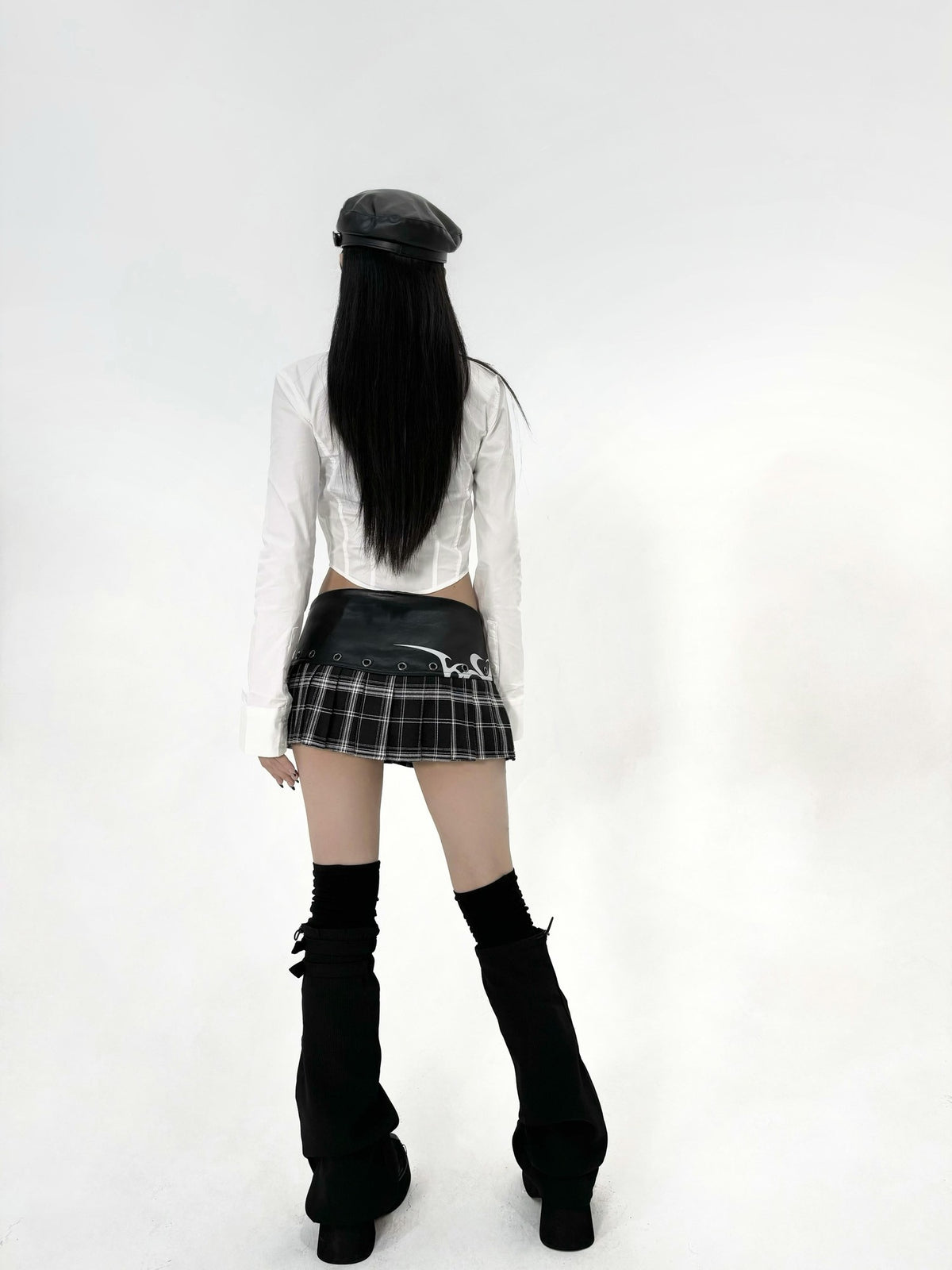ONNASENSHI Patchwork Slim Fit Polo Collar Zip Long Sleeve Women&