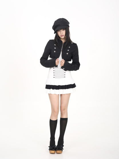 ONNASENSHI Stand Collar Zip Detail High Waist Women&
