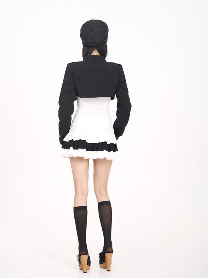 ONNASENSHI Stand Collar Zip Detail High Waist Women&