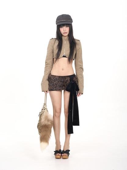 ONNASENSHI Stand Collar Zip Detail High Waist Women&
