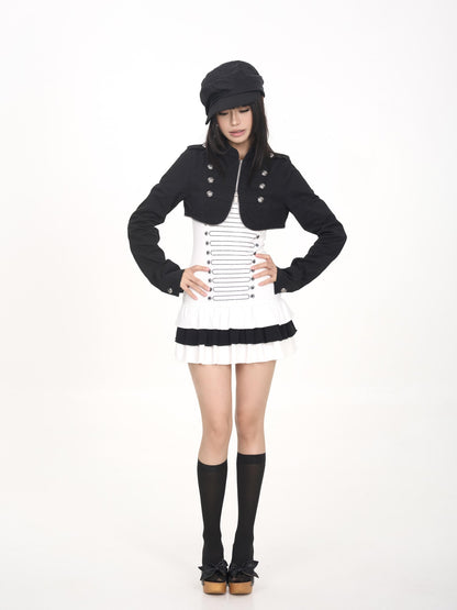ONNASENSHI Stand Collar Zip Detail High Waist Women&