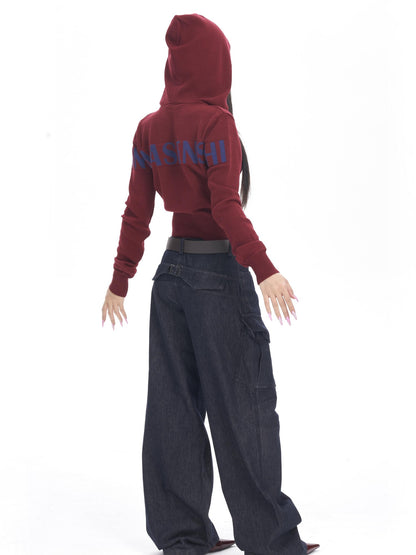 ONNASENSHI Washed Deep Indigo Pleated Relaxed Natural Waist Women&