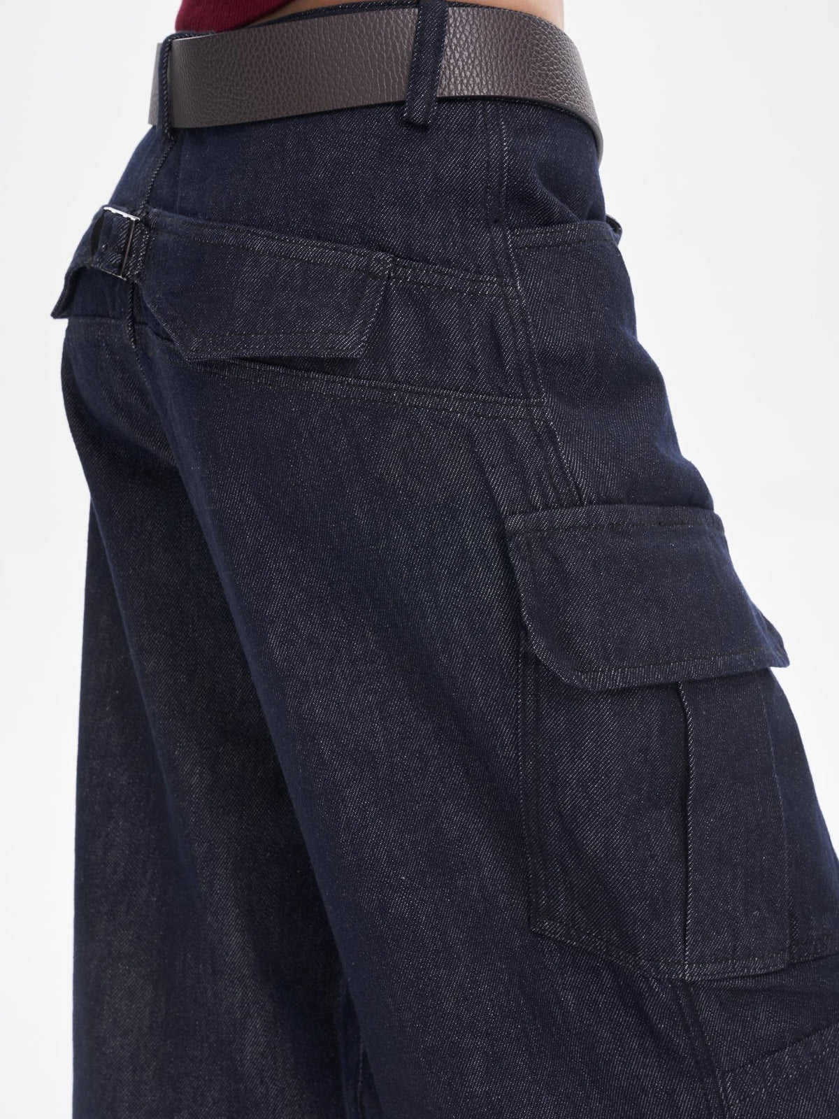 ONNASENSHI Washed Deep Indigo Pleated Relaxed Natural Waist Women&