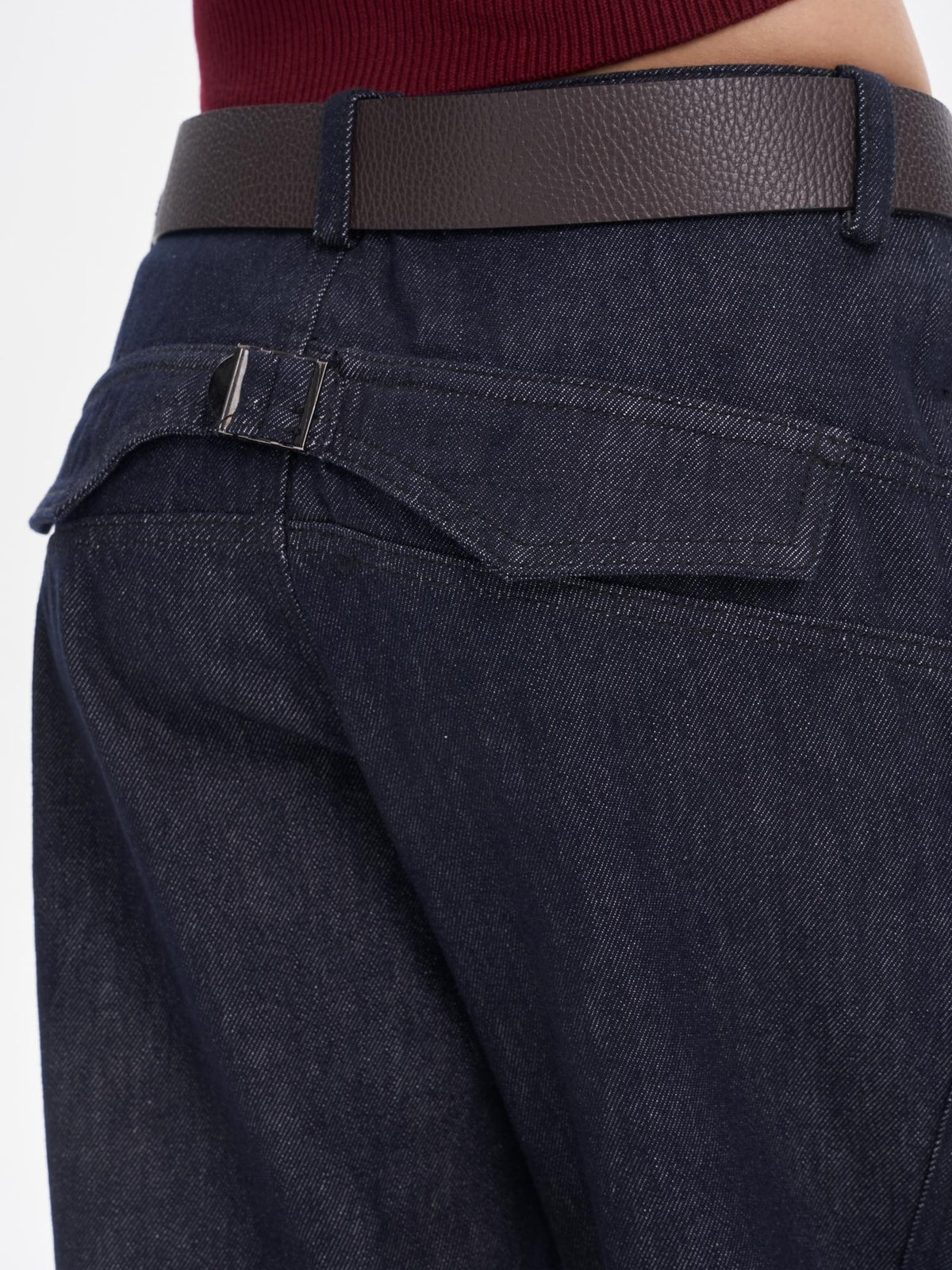 ONNASENSHI Washed Deep Indigo Pleated Relaxed Natural Waist Women&