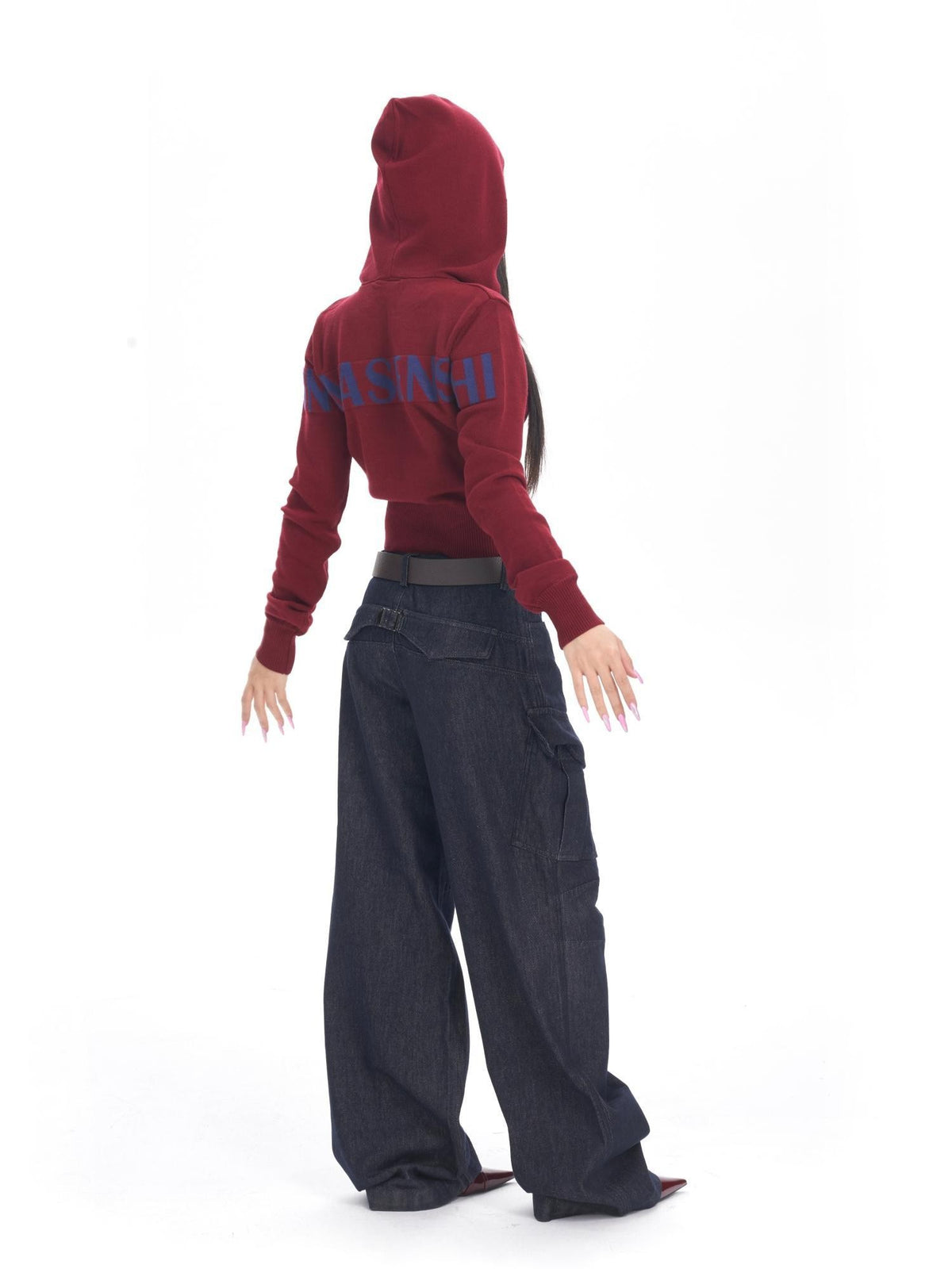 ONNASENSHI Washed Deep Indigo Pleated Relaxed Natural Waist Women&