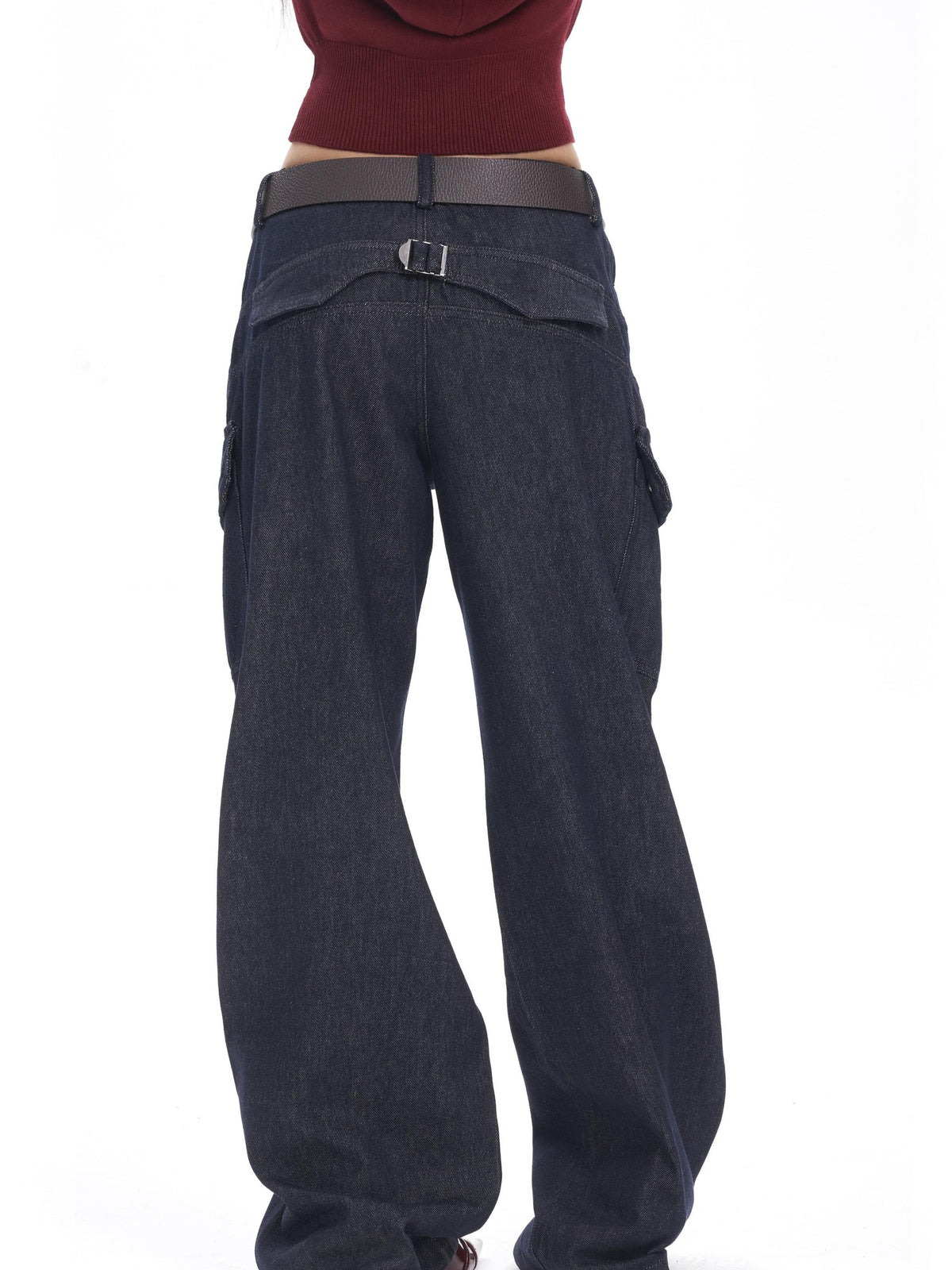 ONNASENSHI Washed Deep Indigo Pleated Relaxed Natural Waist Women&