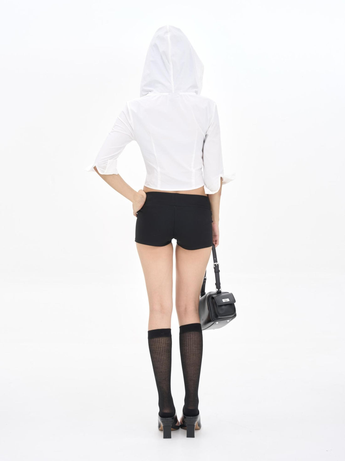 ONNASENSHI White Hooded Three Quarter Sleeve Slim Fit Women&