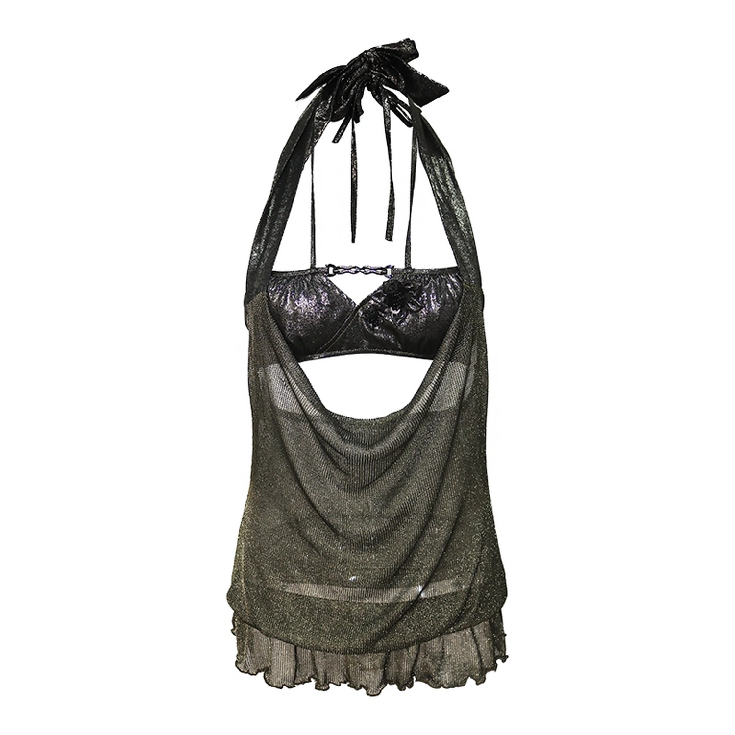 OPEN_AESTHETIC_Breathable_Cutout_Halter_Neck_Loose_Fit_Pullover_Metallic_Solid_Women_Tank_Top_MISSTT