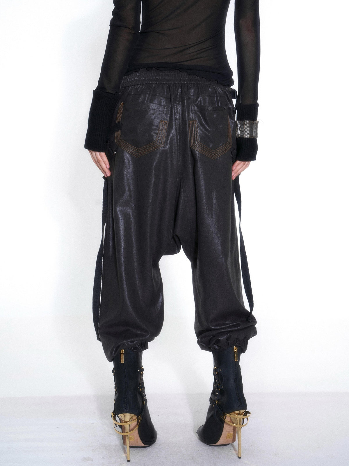 OPEN AESTHETIC Casual Double Belt Cargo Pocket Low Rise Tencel Women&