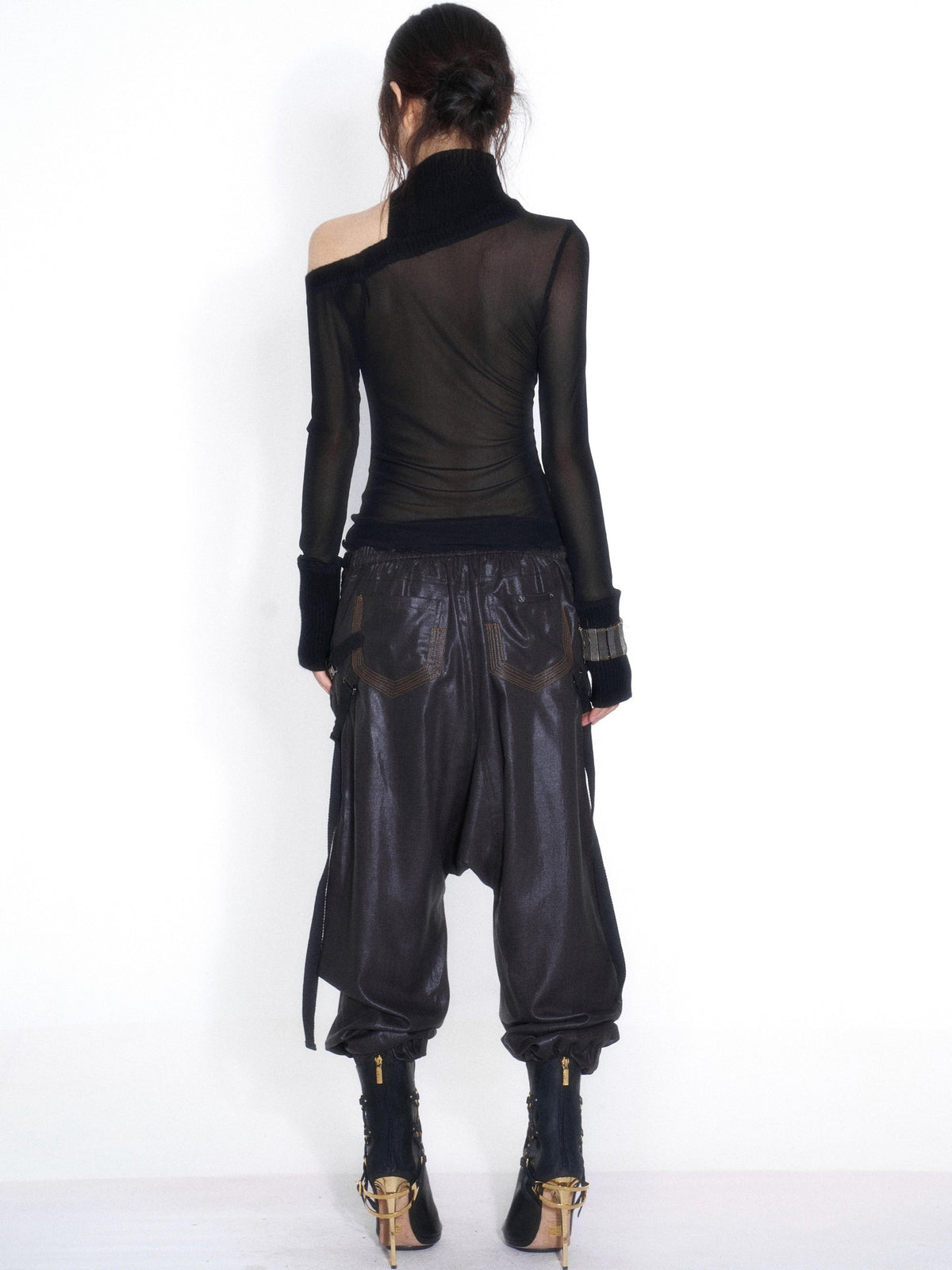 OPEN AESTHETIC Casual Double Belt Cargo Pocket Low Rise Tencel Women&