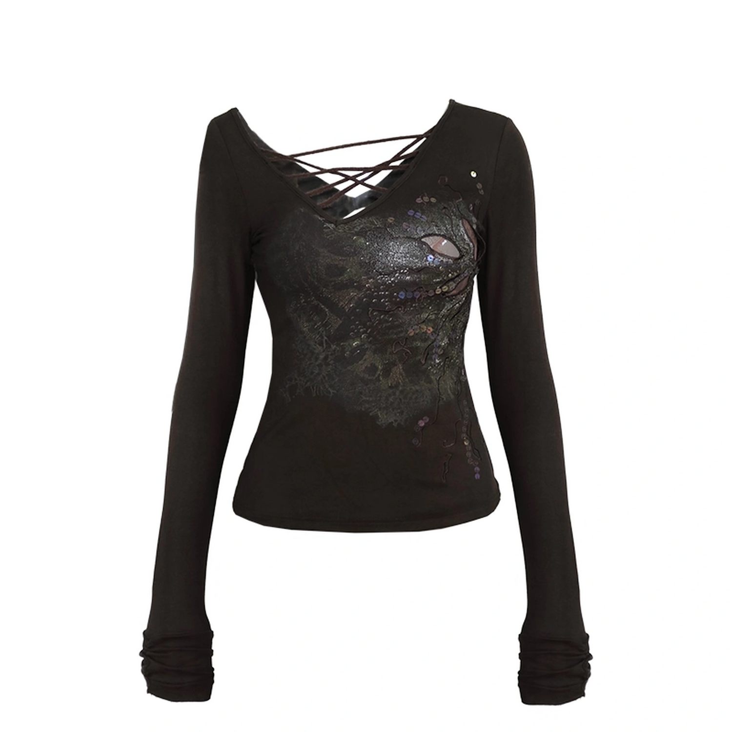 OPEN_AESTHETIC_Cotton_Vintage_Slim_Fit_Long_Sleeve_Embroidered_Print_Women_Deep_Brown_T-Shirt_MISSTT