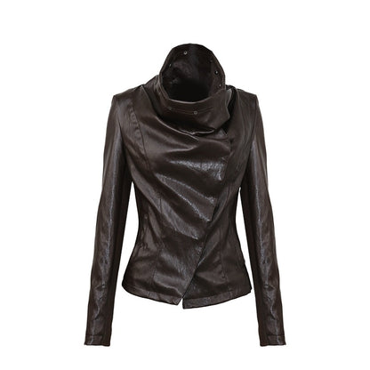 OPEN_AESTHETIC_Dark_Brown_Draped_Collar_Cinched_Waist_Women&
