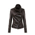 OPEN_AESTHETIC_Dark_Brown_Draped_Collar_Cinched_Waist_Women&