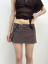 OPEN AESTHETIC Dark Red A Line Rhinestone Metal Waist Women&