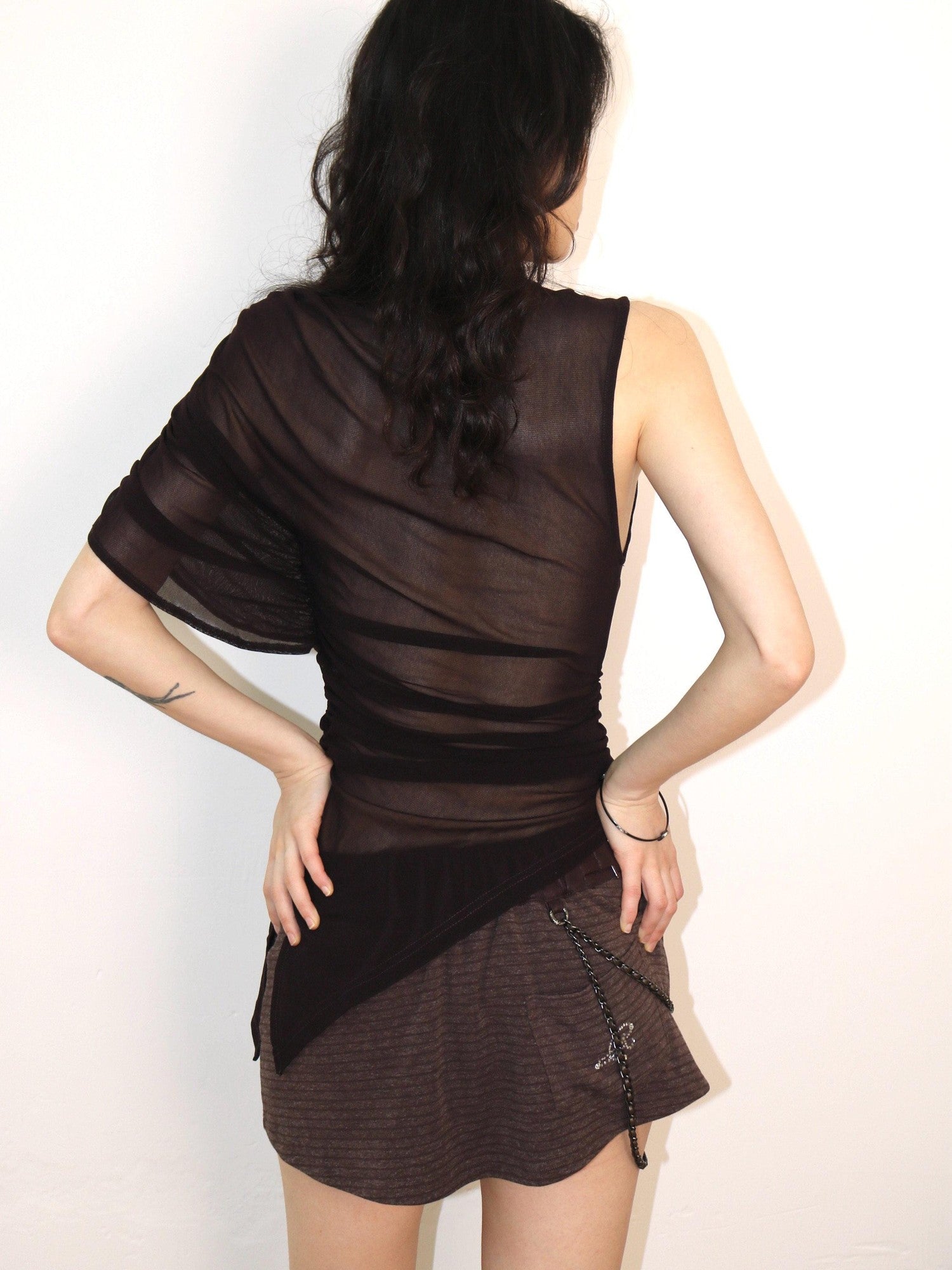 OPEN AESTHETIC Dark Red A Line Rhinestone Metal Waist Women&