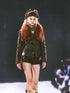 Detachable Fur Trim Quilted Jacket With Topstitching