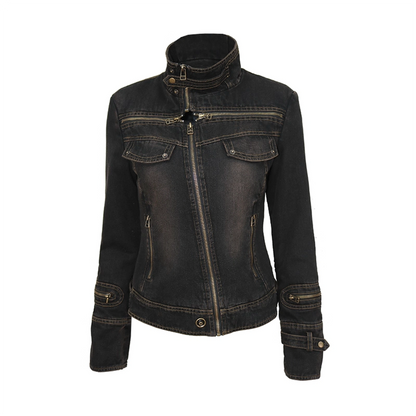 OPEN_AESTHETIC_Distressed_Cotton_Denim_Mock_Neck_Zip_Up_Vintage_Slim_Fit_Pockets_Womens_Jacket_MISSTT