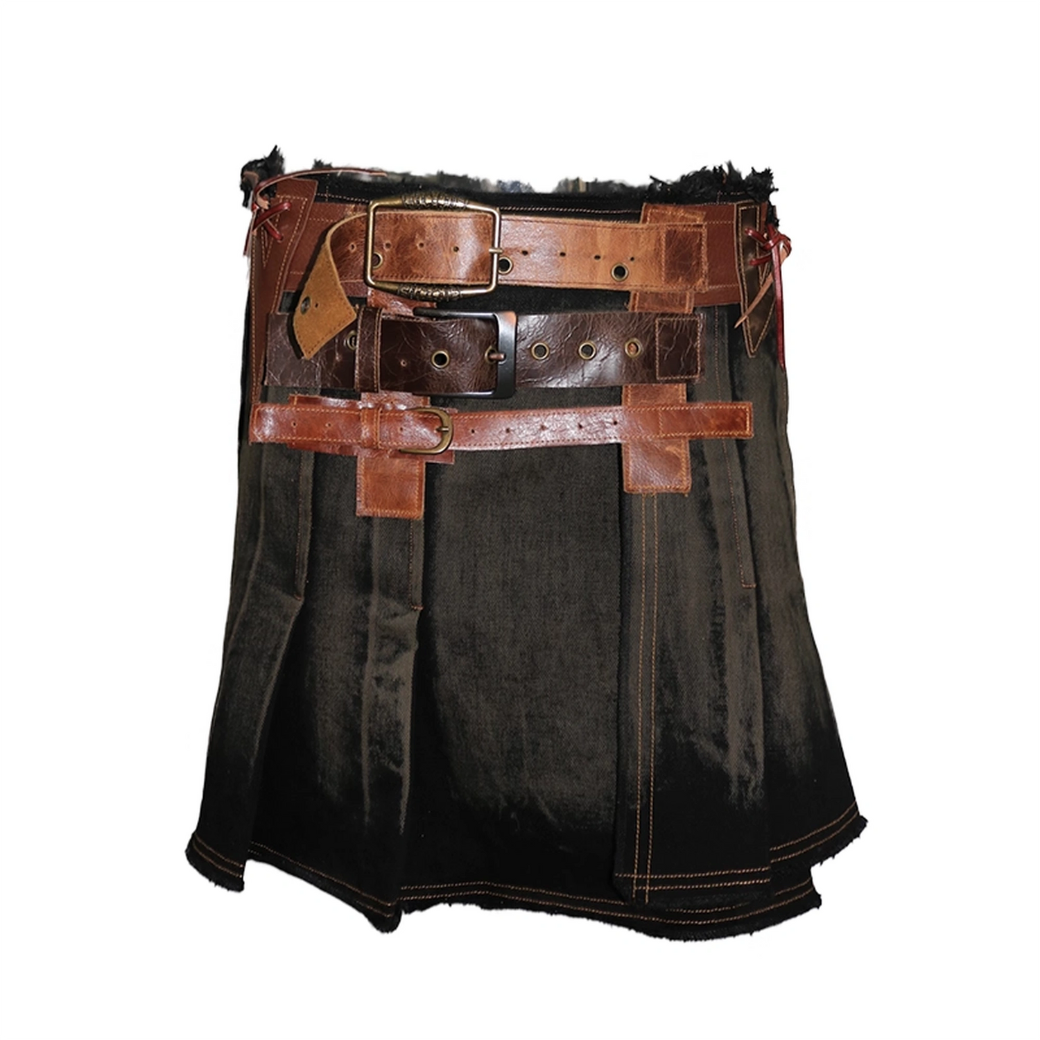 OPEN_AESTHETIC_Distressed_Washed_Cowhide_Leather_A_Line_Low_Rise_Women_Vintage_Black_Mini_Skirt_MISSTT