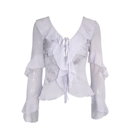 OPEN_AESTHETIC_Embroidered_Tie_Waist_Open_Front_Long_Sleeve_Vintage_Lavender_Gauze_Women_Shirt_MISSTT