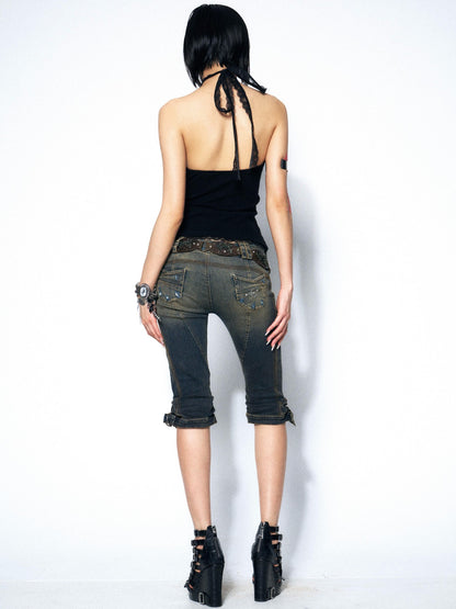 OPEN AESTHETIC Floral Lace Halter Strappy Slim Women&