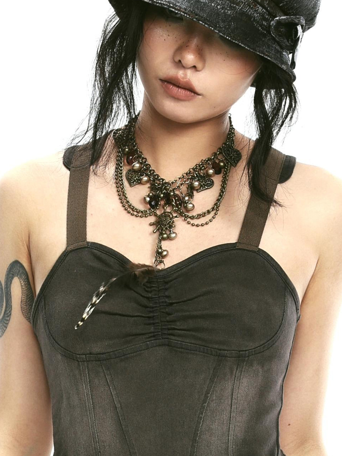 Handcrafted Layered Feather Pendant Necklace