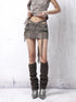 OPEN AESTHETIC Low Rise Washed Gray Vintage A Line Fitted With Pockets Zip Women Mini Skirt