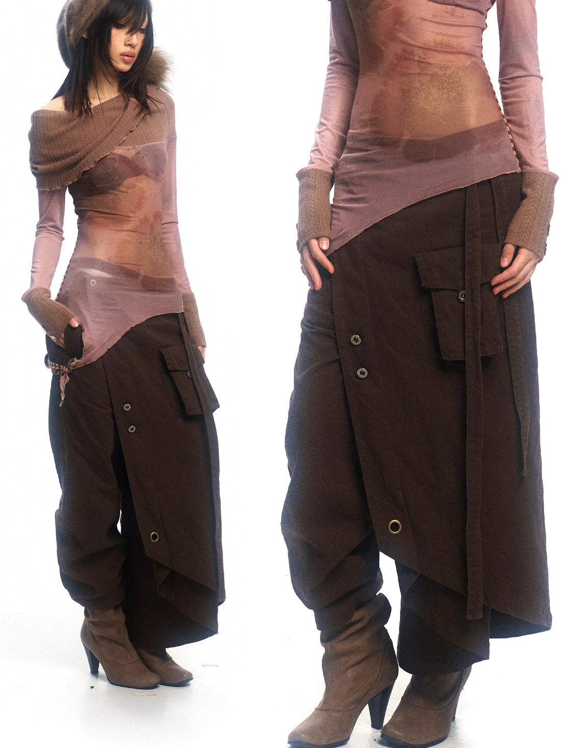 Update OPEN AESTHETIC Low Waist Flared Palazzo Pants with Adjustable Drawstring