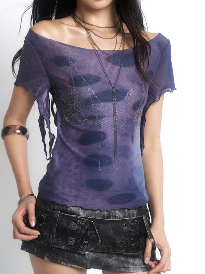 Metal Punk Rivet Embroidered Belt Washed Leather Skort