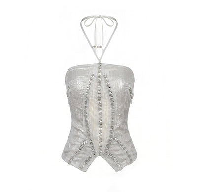 OPEN_AESTHETIC_Metallic_Rhinestone_Sequin_Cropped_Halter_Women&