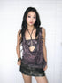 OPEN AESTHETIC Original Design Backless Hand Drawn Graphic Slim Fit Women Deep Purple Tank Top