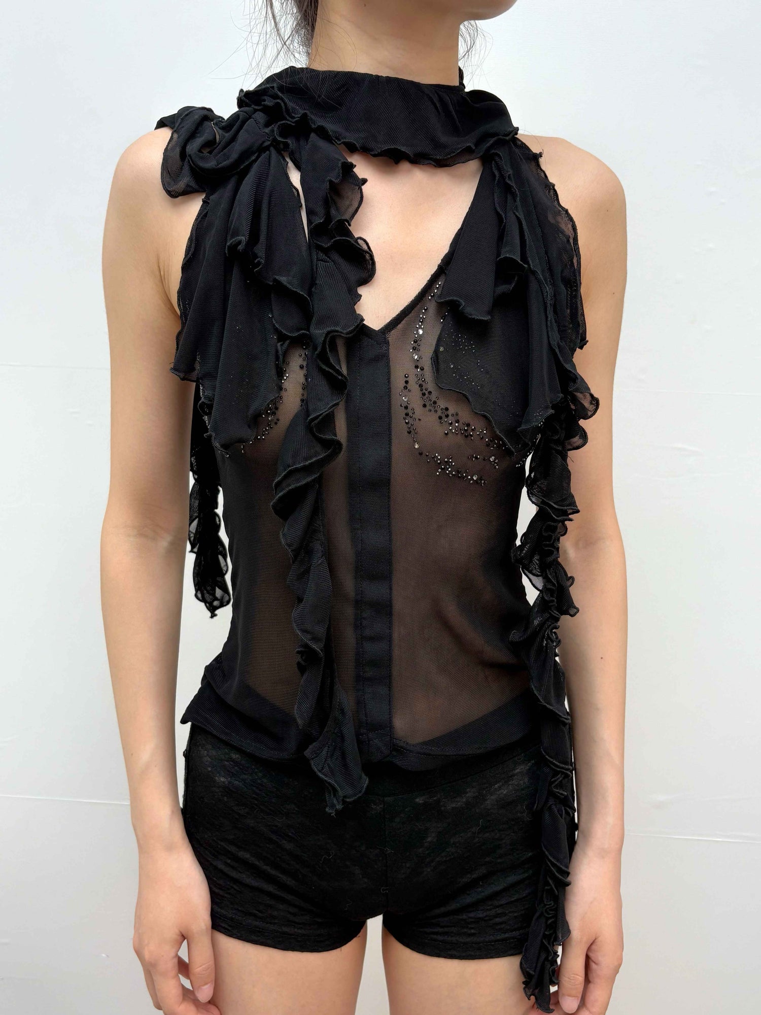 OPEN_AESTHETIC_Ruffle_Rhinestone_Wrap_Neck_Women&