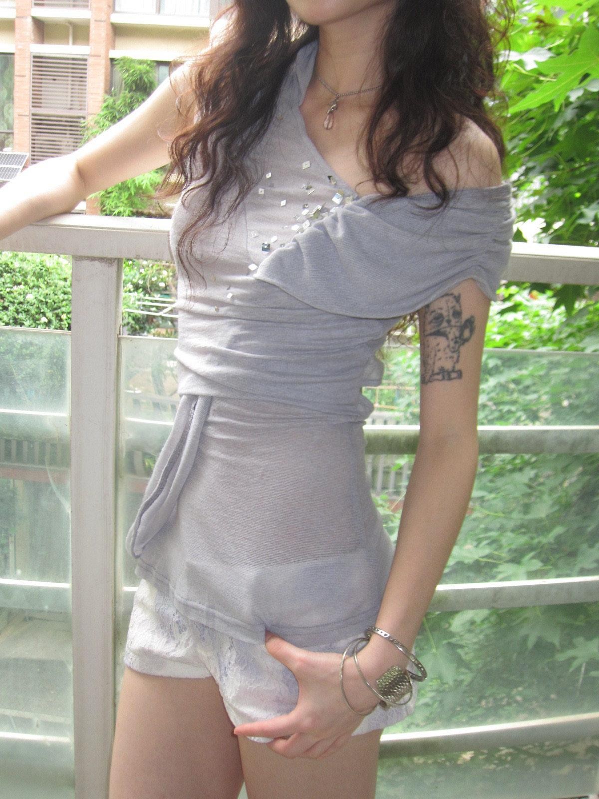 OPEN AESTHETIC Sequin Cowl Twist Knot Ruched Women&