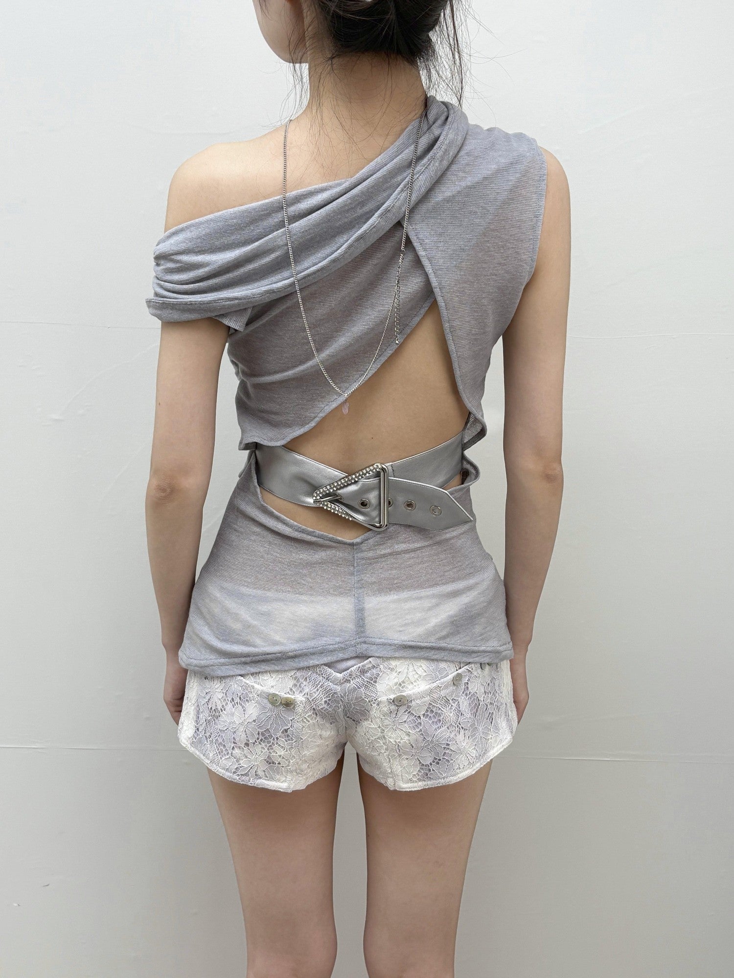 OPEN AESTHETIC Sequin Cowl Twist Knot Ruched Women&