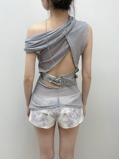 OPEN AESTHETIC Sequin Cowl Twist Knot Ruched Women&