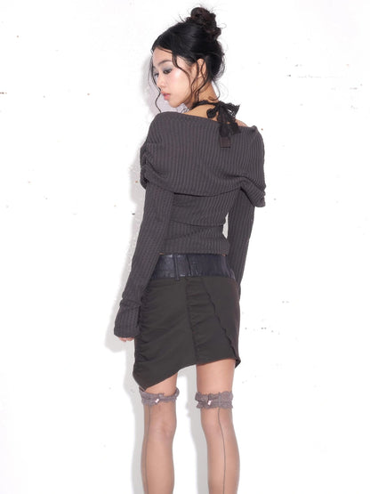 OPEN AESTHETIC Sexy Halter Neck Lace Trim Purple Two Piece Women Casual Travel T-Shirt