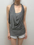 OPEN AESTHETIC Silver Gray Shimmer Draped Plunge Slim Women&