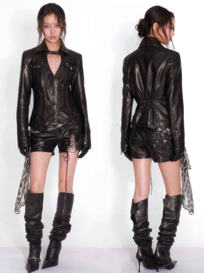 OPEN_AESTHETIC_Studded_Deep_V-neck_Cinched_Waist_Slim_Fit_Faux_Leather_Women&