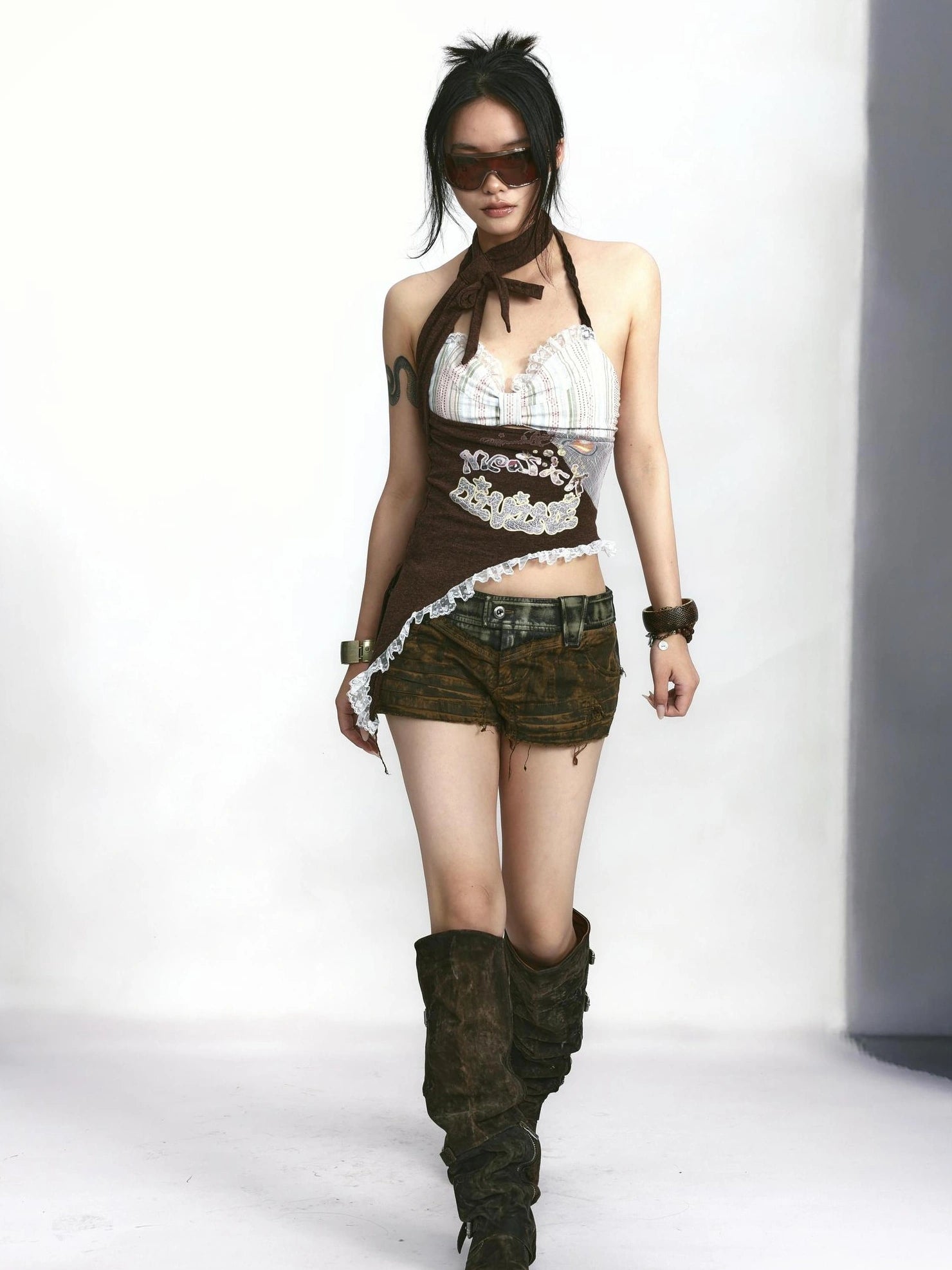 OPEN AESTHETIC Trendy Halter Neck Letter Graphic Streetwear Women Original Design Tank Top