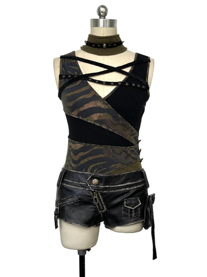Vintage Punk Low Rise Leather Shorts