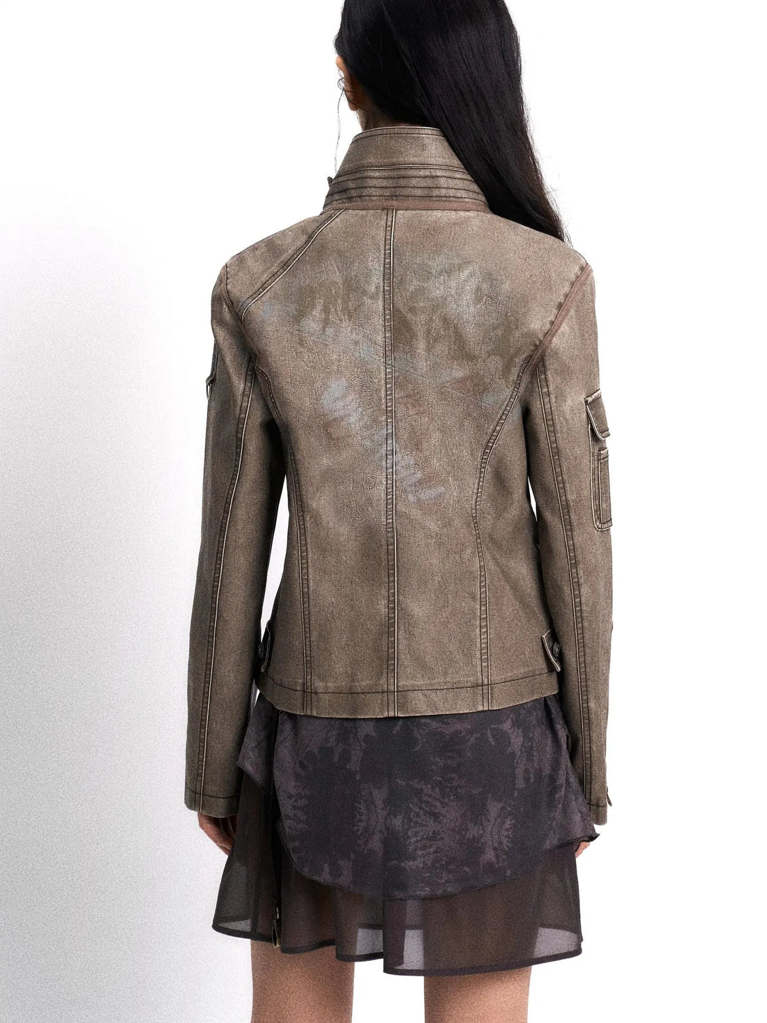 Vintage Punk Washed Leather Jacket