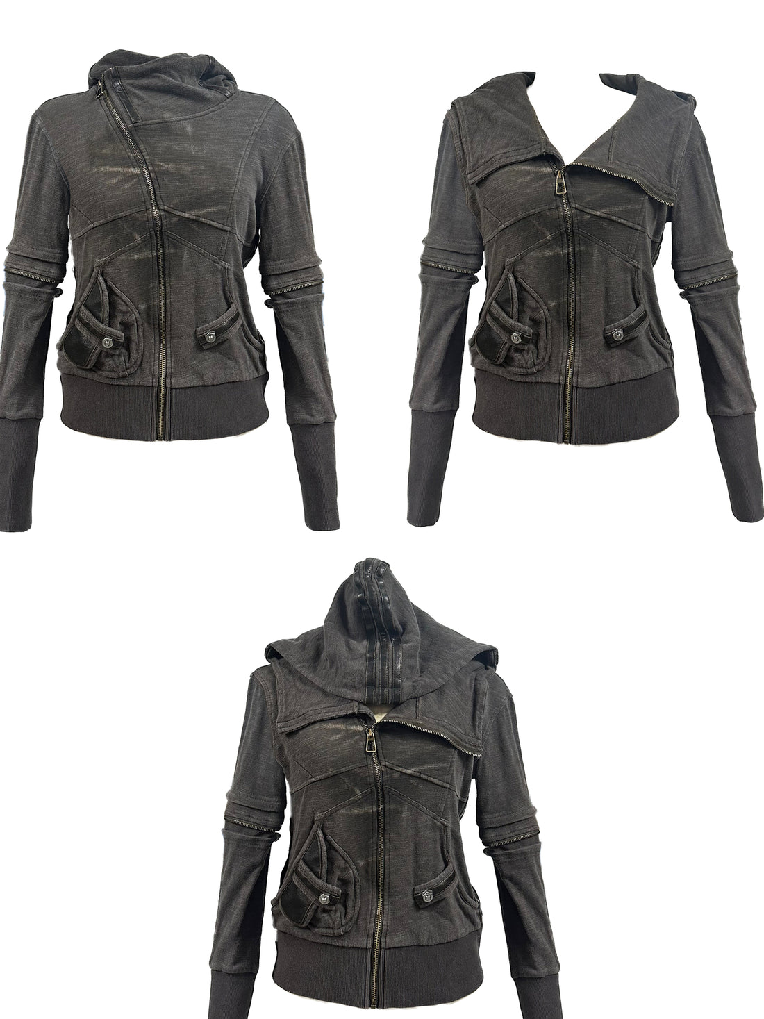Update OPEN AESTHETIC Vintage Washed Hooded Print Sweatshirt Jacket