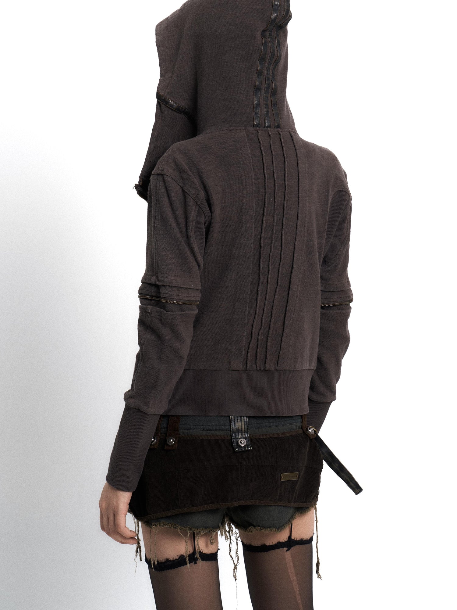 Update OPEN AESTHETIC Vintage Washed Hooded Print Sweatshirt Jacket