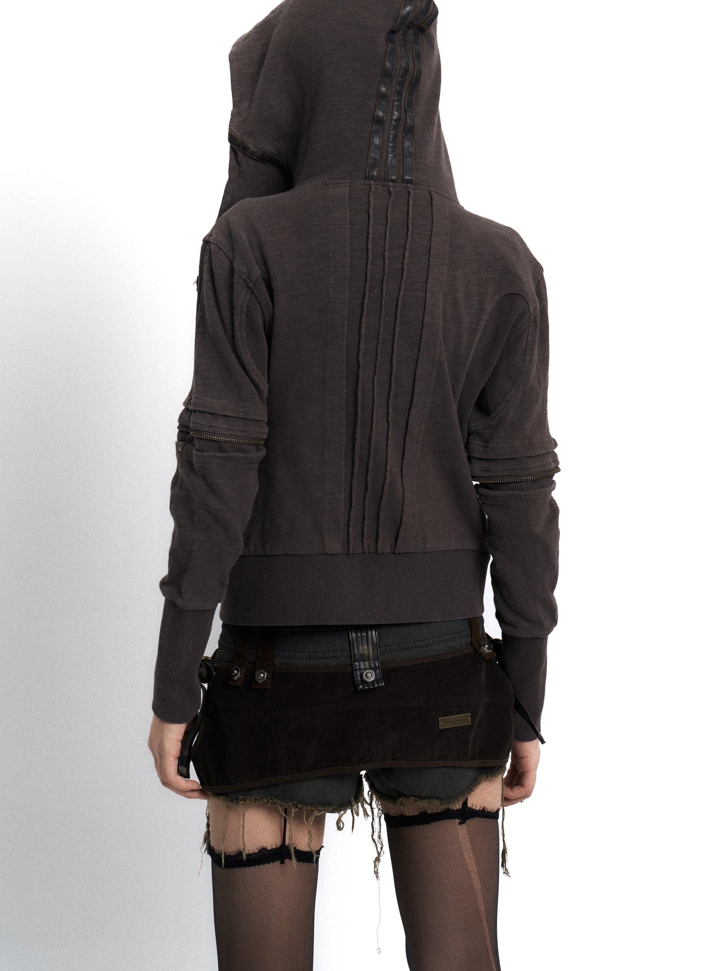 Update OPEN AESTHETIC Vintage Washed Hooded Print Sweatshirt Jacket